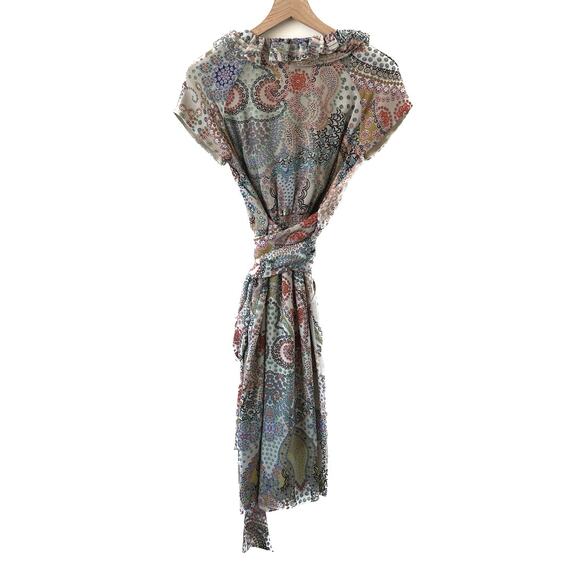 ETRO Silk Paisley Ruffle Wrap Dress Size IT 42 / US 6 - Picture 3 of 12